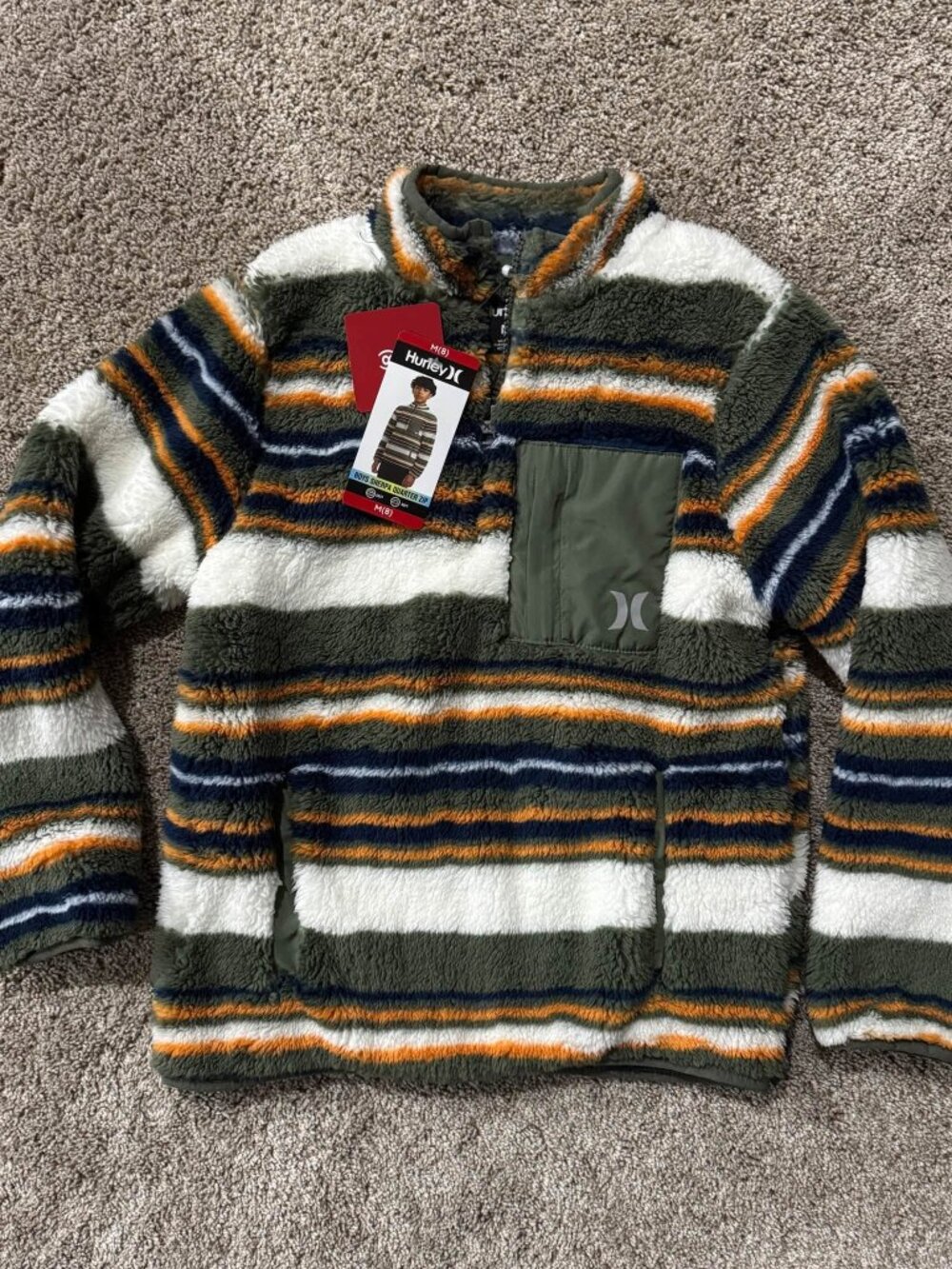 NWT Hurley Boys Sherpa Quarter Zip - Med 8